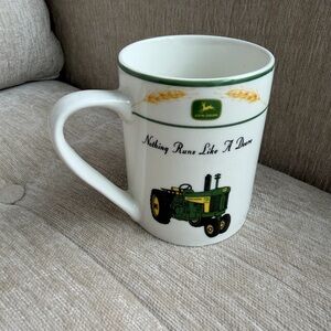 Vintage John Deere Green Tractor Accent Mug - White and Green
